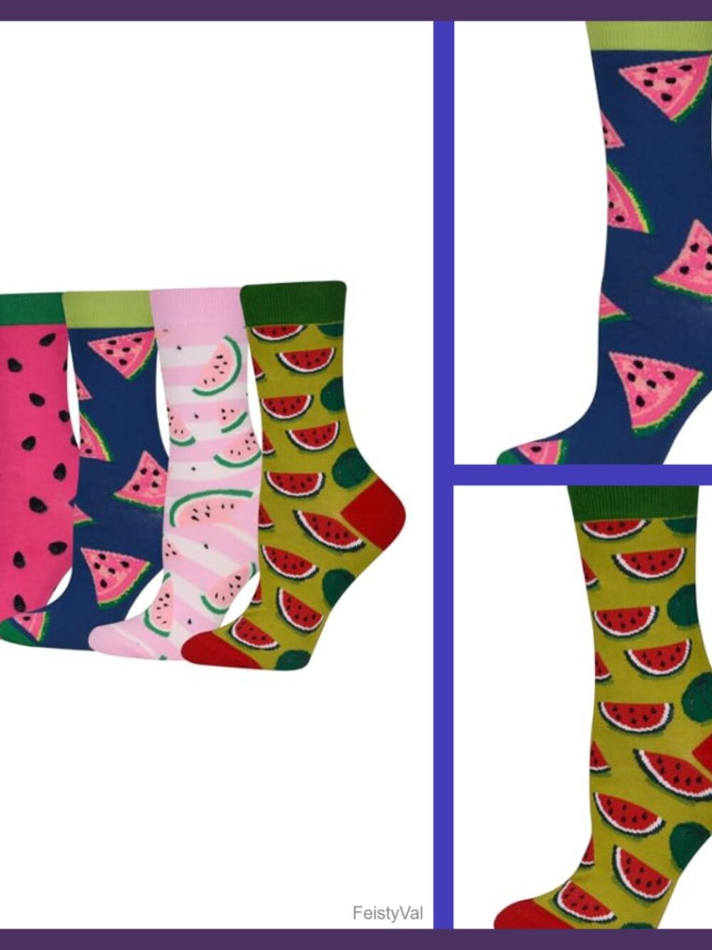 Cotton Blend Crew Novelty Socks 4 Pack Funny Fruit Ankle Socks